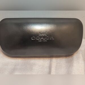 Coach Hard Black Leather Eyeglass Case Soft Interior